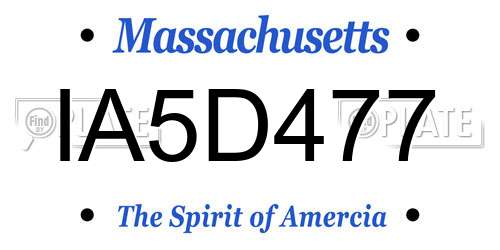 IA5D477 Massachusetts License Plate