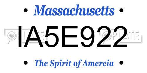 IA5E922 Massachusetts License Plate