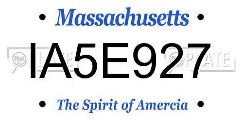 IA5E927 Massachusetts License Plate