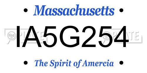 IA5G254 Massachusetts License Plate