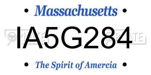 IA5G284 Massachusetts License Plate