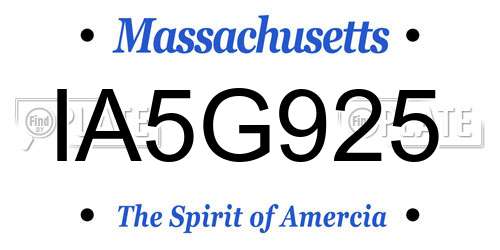 IA5G925 Massachusetts License Plate