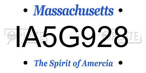 IA5G928 Massachusetts License Plate