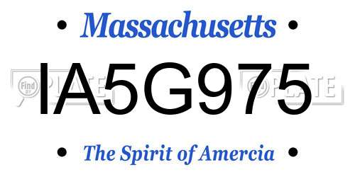 IA5G975 Massachusetts License Plate