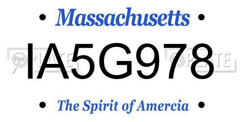 IA5G978 Massachusetts License Plate