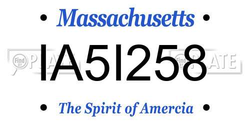 IA5I258 Massachusetts License Plate