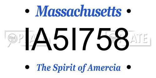 IA5I758 Massachusetts License Plate