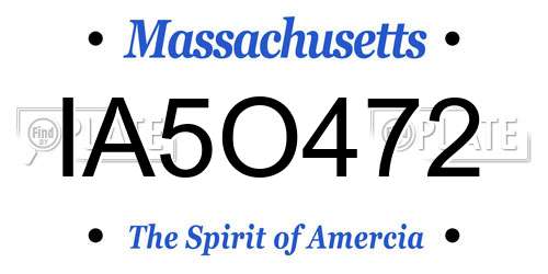 IA5O472 Massachusetts License Plate