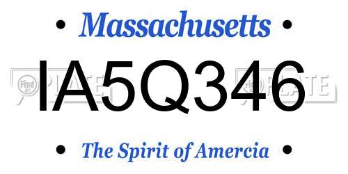 IA5Q346 Massachusetts License Plate