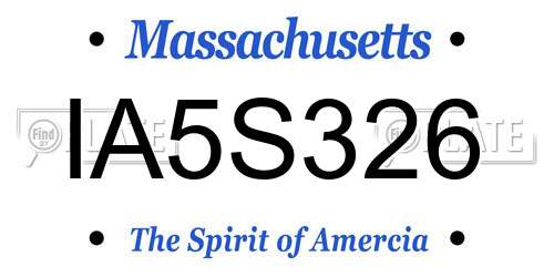 IA5S326 Massachusetts License Plate