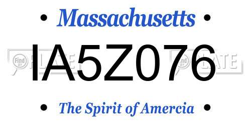 IA5Z076 Massachusetts License Plate