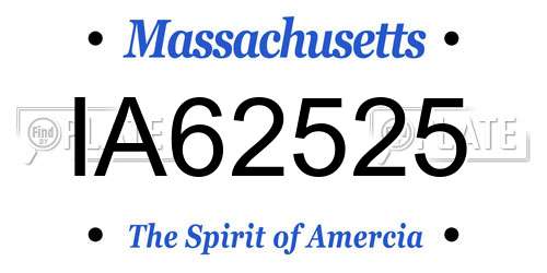 IA62525 Massachusetts License Plate