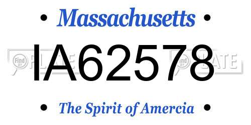 IA62578 Massachusetts License Plate