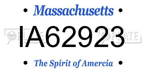 IA62923 Massachusetts License Plate
