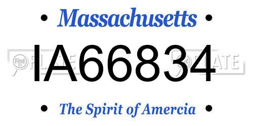 IA66834 Massachusetts License Plate