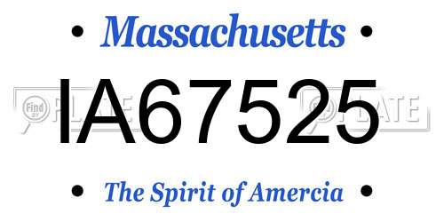 IA67525 Massachusetts License Plate