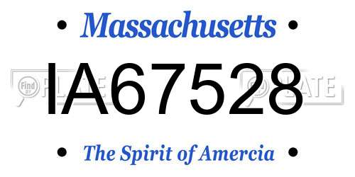 IA67528 Massachusetts License Plate