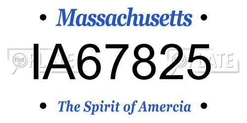 IA67825 Massachusetts License Plate
