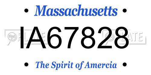 IA67828 Massachusetts License Plate