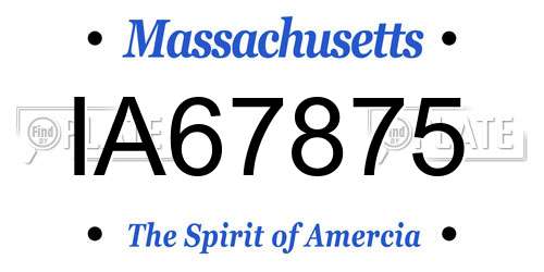 IA67875 Massachusetts License Plate
