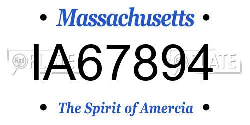 IA67894 Massachusetts License Plate