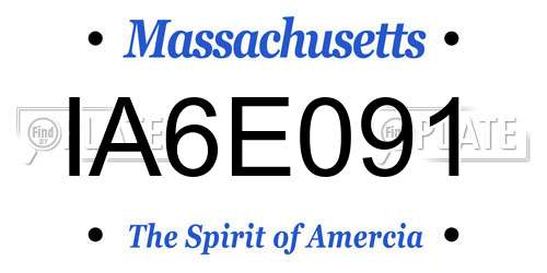 IA6E091 Massachusetts License Plate