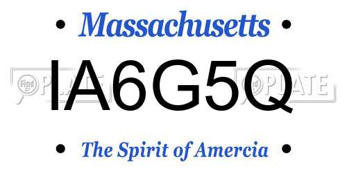 IA6G5Q Massachusetts License Plate