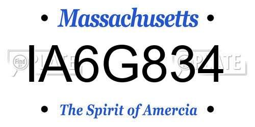 IA6G834 Massachusetts License Plate