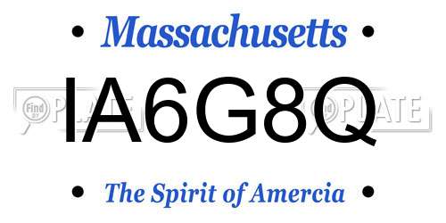 IA6G8Q Massachusetts License Plate