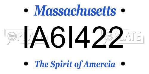 IA6I422 Massachusetts License Plate
