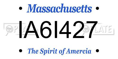 IA6I427 Massachusetts License Plate