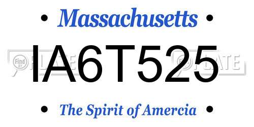 IA6T525 Massachusetts License Plate