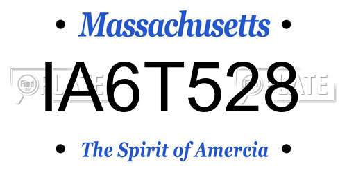 IA6T528 Massachusetts License Plate