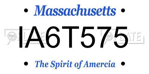 IA6T575 Massachusetts License Plate