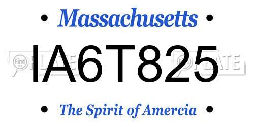 IA6T825 Massachusetts License Plate