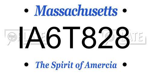 IA6T828 Massachusetts License Plate