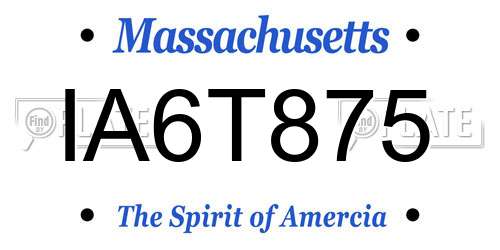 IA6T875 Massachusetts License Plate