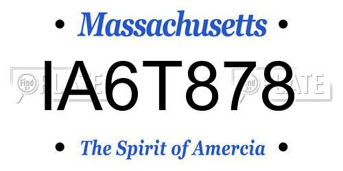 IA6T878 Massachusetts License Plate