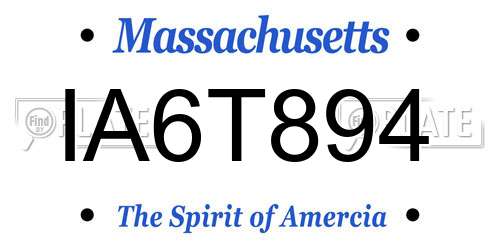 IA6T894 Massachusetts License Plate