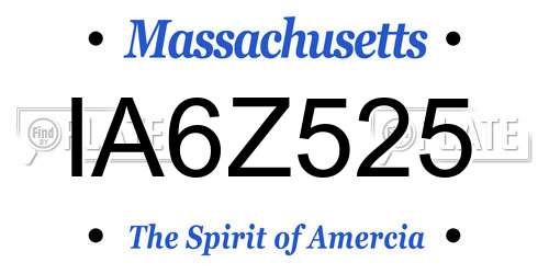 IA6Z525 Massachusetts License Plate