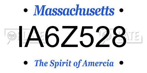 IA6Z528 Massachusetts License Plate