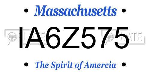 IA6Z575 Massachusetts License Plate