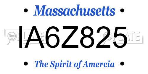 IA6Z825 Massachusetts License Plate