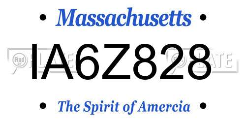 IA6Z828 Massachusetts License Plate