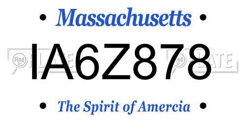 IA6Z878 Massachusetts License Plate