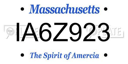 IA6Z923 Massachusetts License Plate