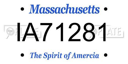 IA71281 Massachusetts License Plate