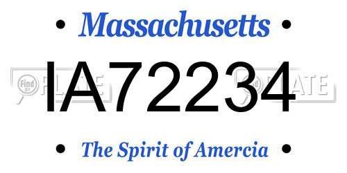IA72234 Massachusetts License Plate