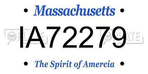IA72279 Massachusetts License Plate