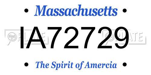 IA72729 Massachusetts License Plate